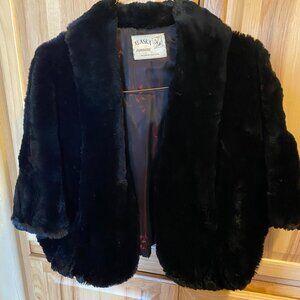 Vintage Black genuine rabbit fur cape. Size s-m